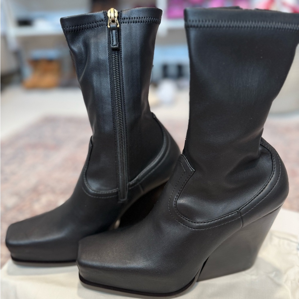 Stella McCartney Cowboy Black Wedge Heeled Boots
